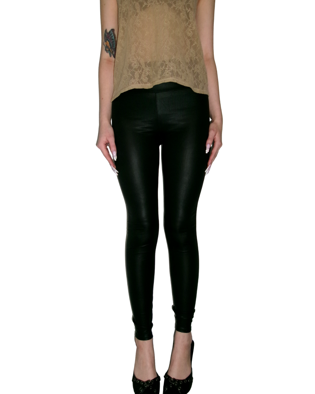 Pleather Semi-Sheer Leggings