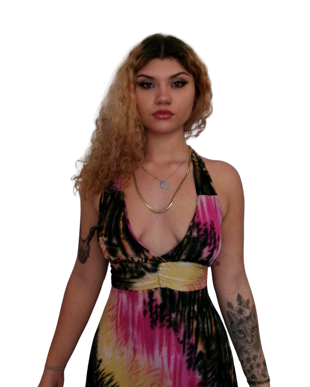 Pink & Yellow Y2K Halter Dress
