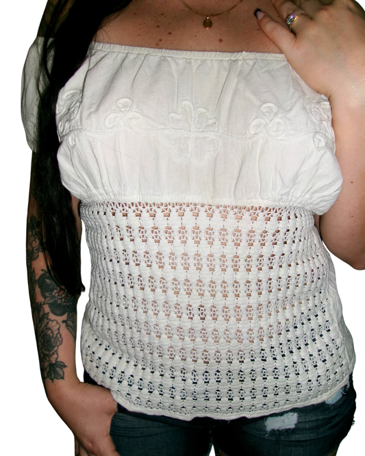 White Crochet Top