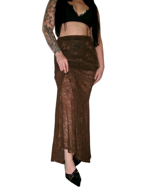 Brown Lace Whimsy Skirt