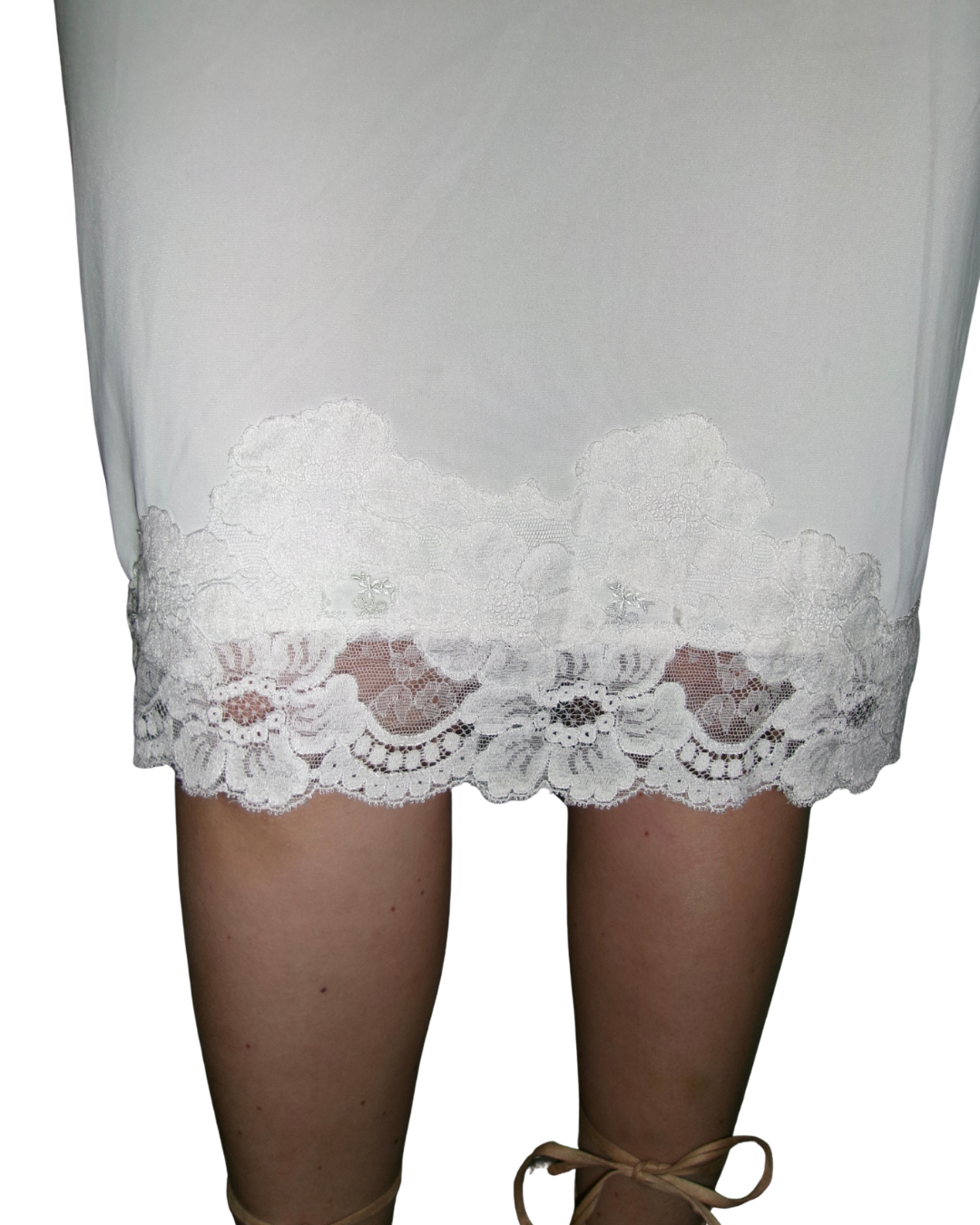 White Satin Lace Slip Dress