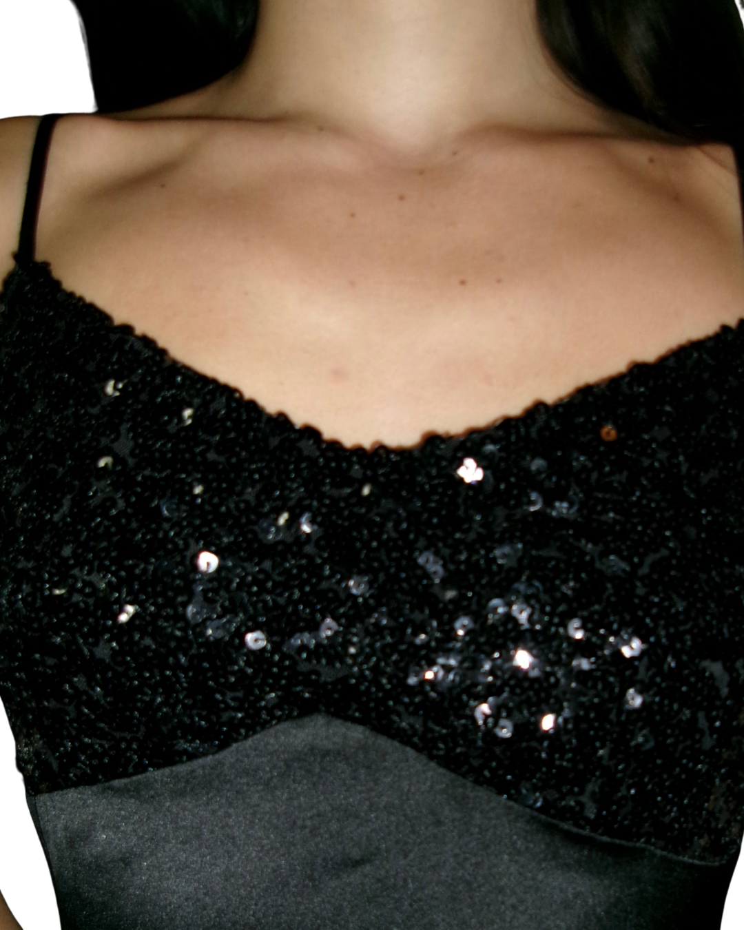 Satin Sequin Black Dress