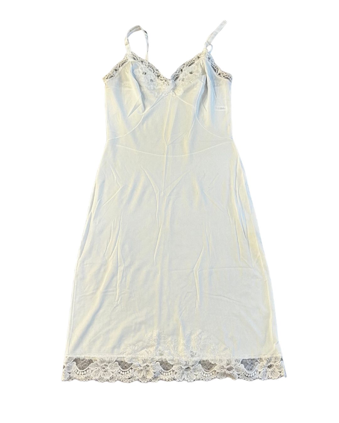 White Satin Lace Slip Dress