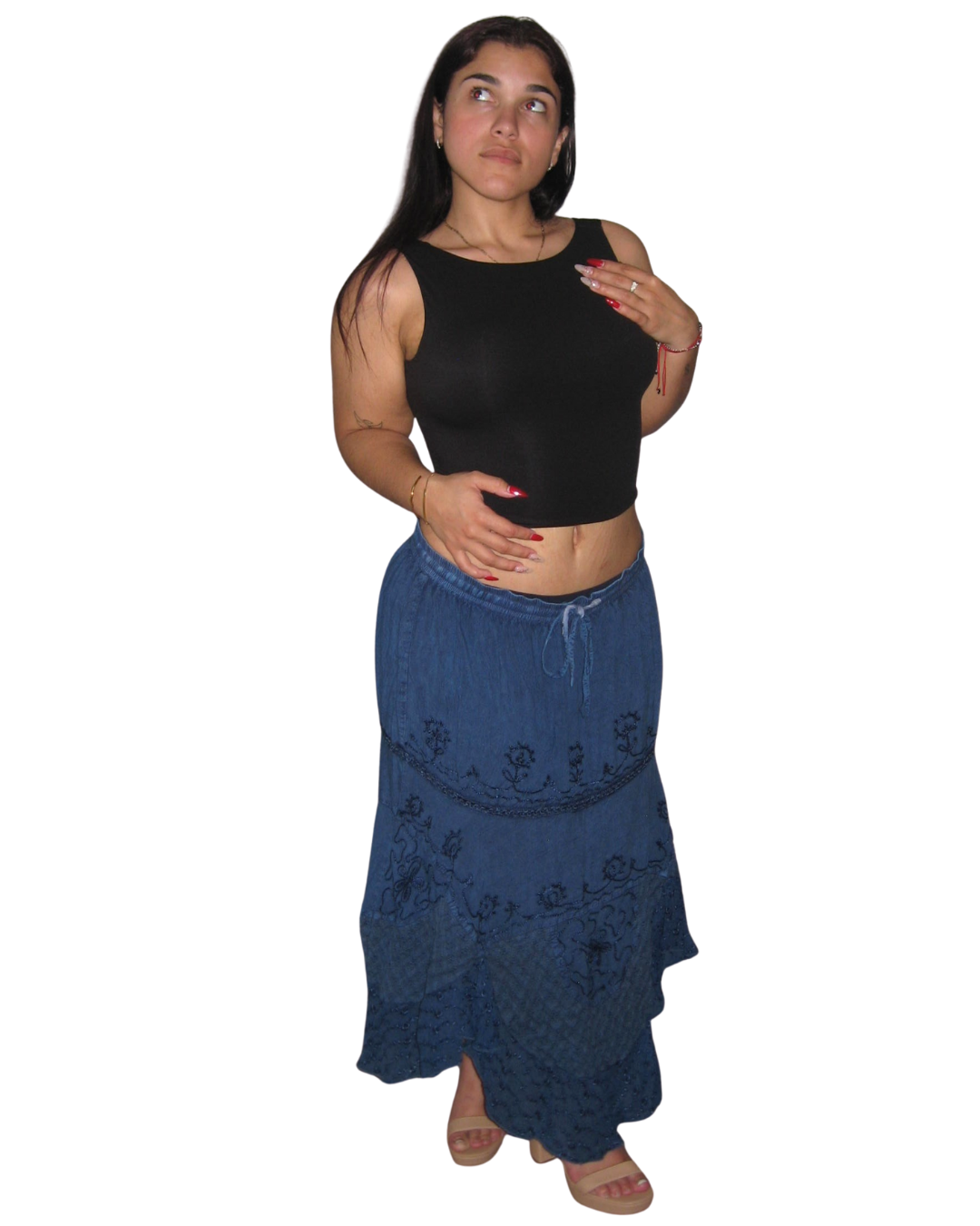 Whimsical Maxi Skirt With Embroidery