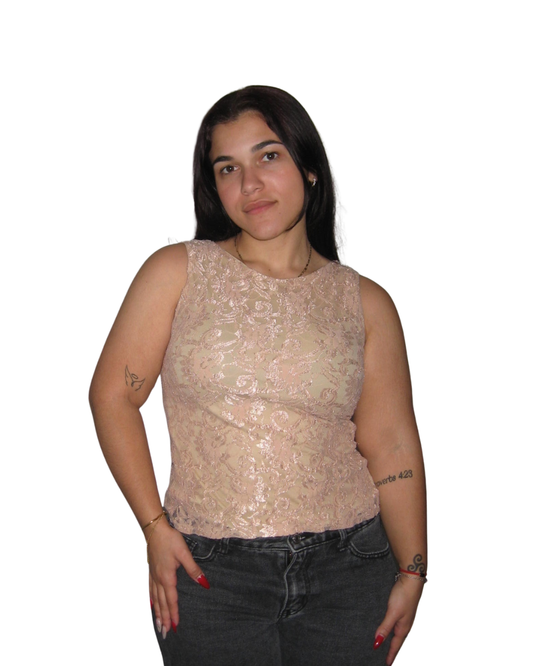 Nude Pink Lace Tank