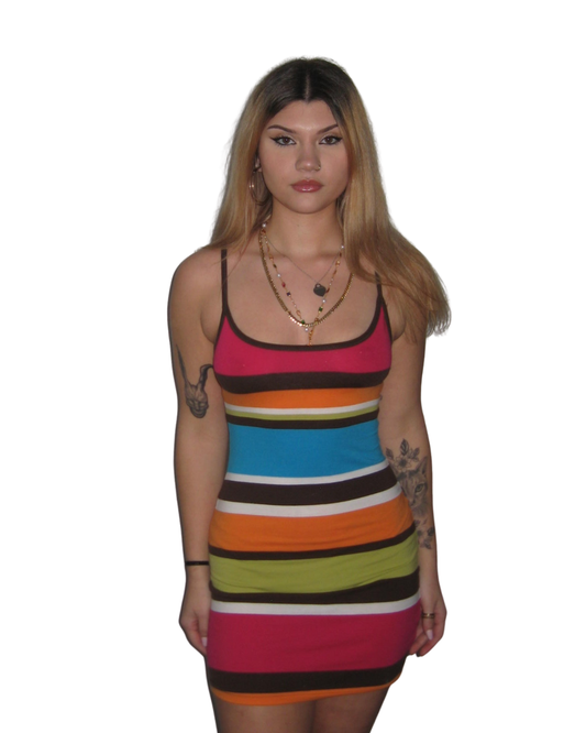 Y2K Striped Mini Dress
