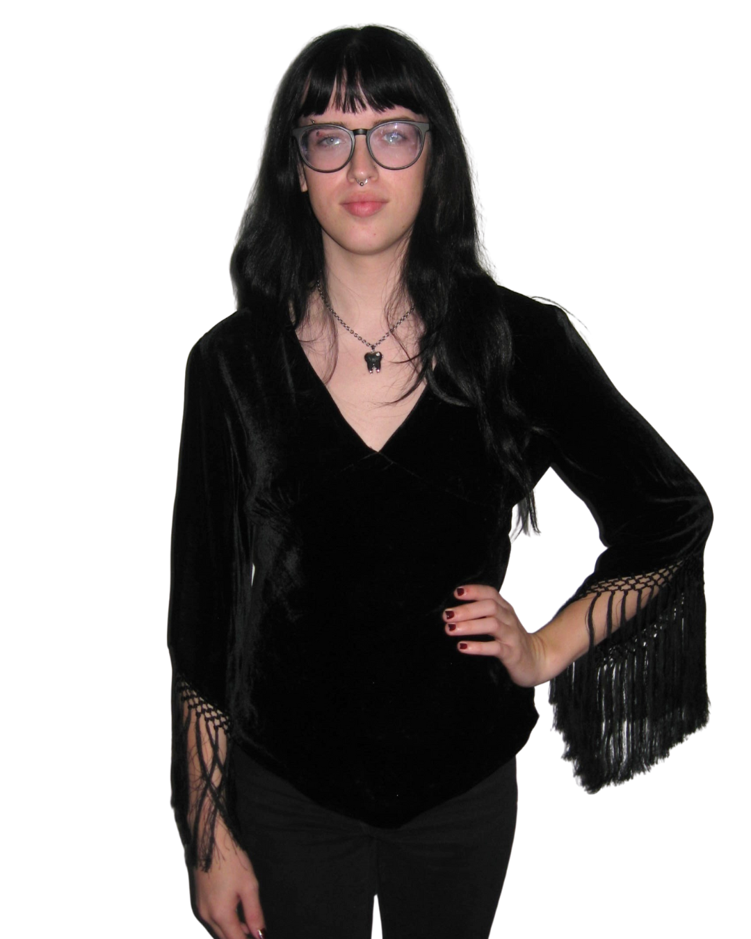 Whimsigoth Fringe Sleeve Top