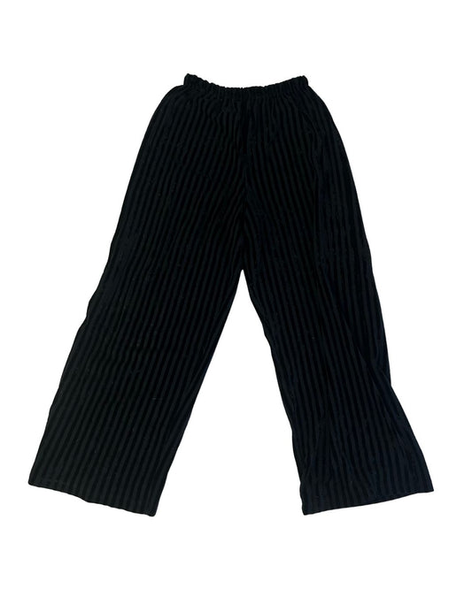 Loose Fitted Black Velvet Striped pants