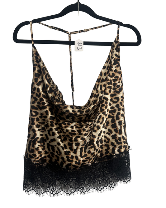 Sexy Satin Cheetah Lace Top