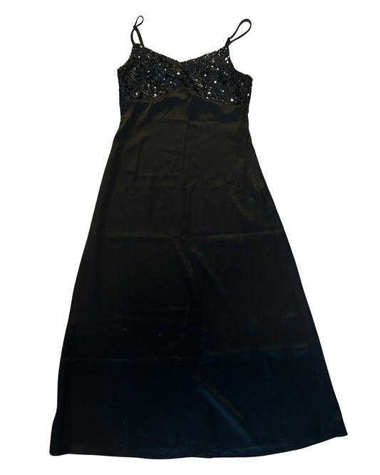 Satin Sequin Black Dress