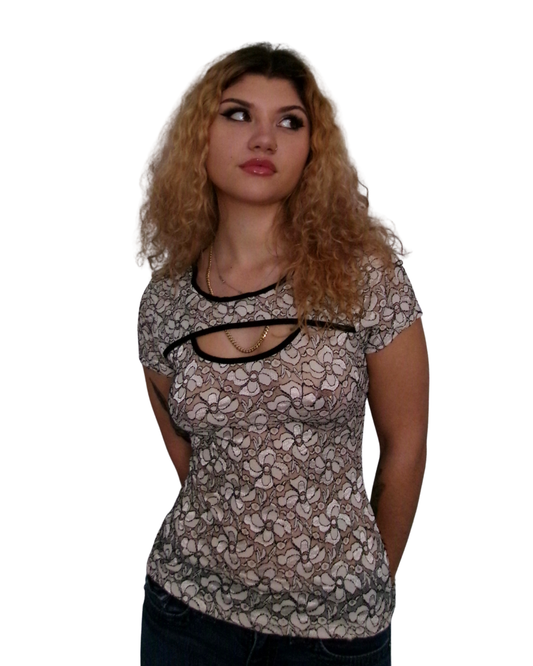 Black & White Lace Fitted Tee